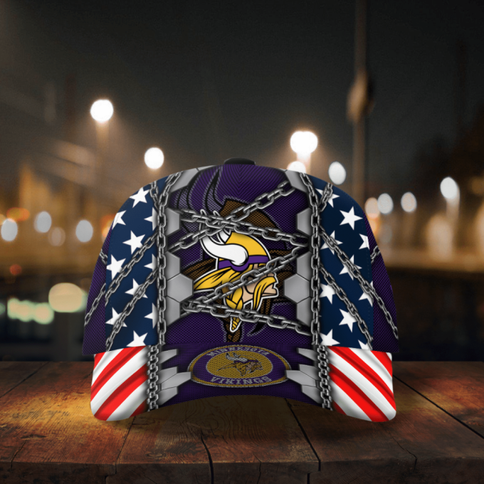 Minnesota Vikings Stars & Stripes Chain Printed Baseball Classic Baseball Classic Cap Men Hat Men Hat