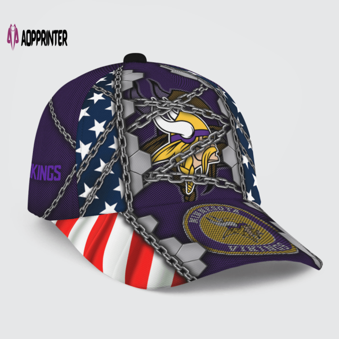 Minnesota Vikings Stars & Stripes Chain Printed Baseball Classic Baseball Classic Cap Men Hat Men Hat