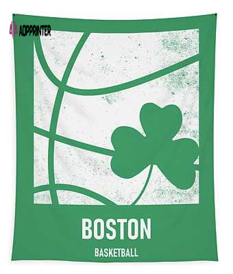 Boston Celtics City Basketball Art Tapestry by Joe Hamilton – Unique NBA Wall Decor