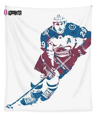 Nathan Mackinnon Watercolor Strokes Pixel Art Tapestry – Joe Hamilton Design