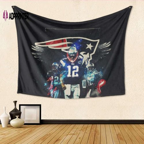 New England Patriots Player #12 Black Tapestry – Perfect Gift for Fans 3D Full Print