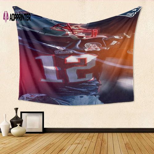 New England Patriots Player #12 Tapestry: Perfect Gift for Fans – 3D Full Printing