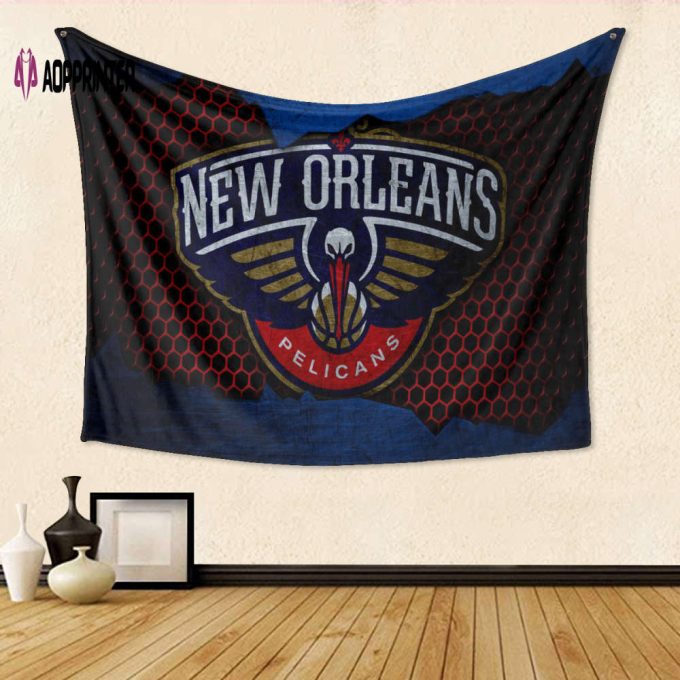 New Orleans Pelicans Emblem v7 Tapestry: 3D Full Printing Gift for Fans