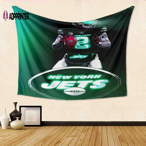 New York Jets Zach Wilson 02 Tapestry – Perfect Gift for Fans – 3D Full Printing