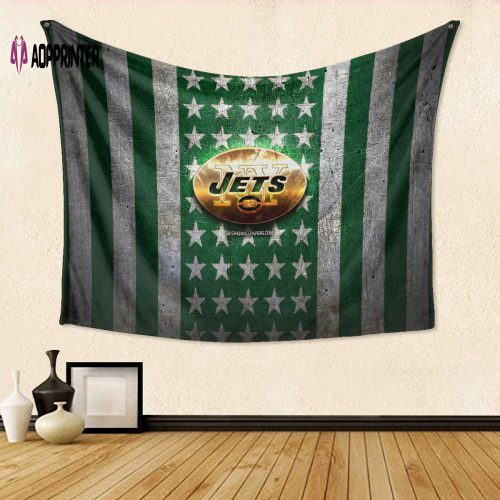 New York Jets American Flag v6 Tapestry – 3D Full Print Gift for Fan