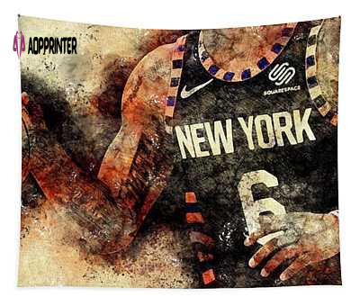 NY Knicks Basketball Player Tapestry: Team Atlantic Drawspots Illustrations