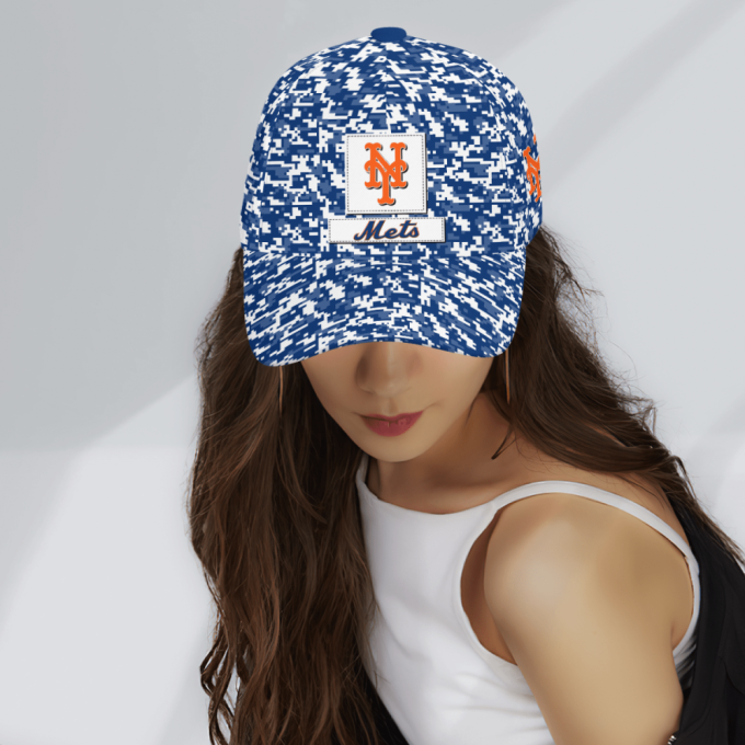 New York Mets Digital Camo AOP Classic Baseball Classic Baseball Classic Cap Men Hat Men Hat