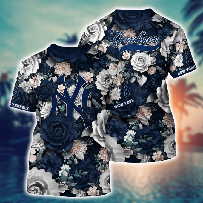 New York Yankees MLB Flower Hawaii Shirt And Tshirt For Fans, Custom Summer Football Shirts NA49624