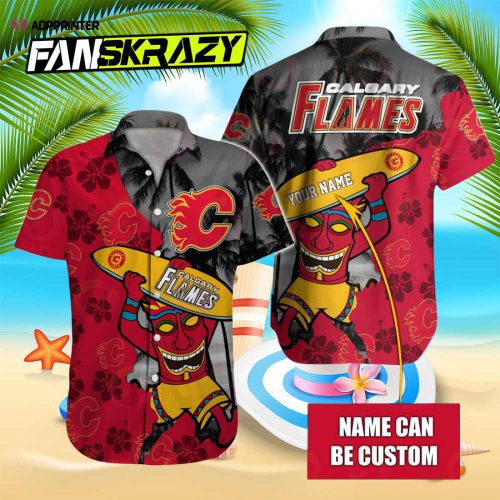 NHL Calgary Flames Special Native Hawaiians Design Button Shirt