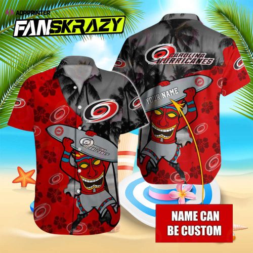 NHL Carolina Hurricanes Special Native Hawaiians Design Button Shirt