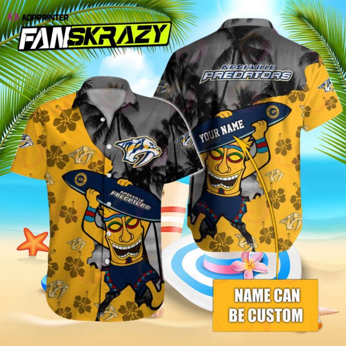 NHL Nashville Predators Special Native Hawaiians Design Button Shirt