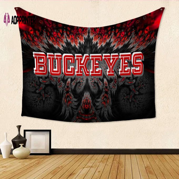 Ohio State Buckeyes Black TA10 Gift For Fans 3D Full Printing Tapestry