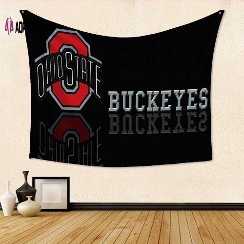 Official Ohio State Buckeyes Black TA9 3D Full Printing Tapestry – Perfect Gift for Fans!