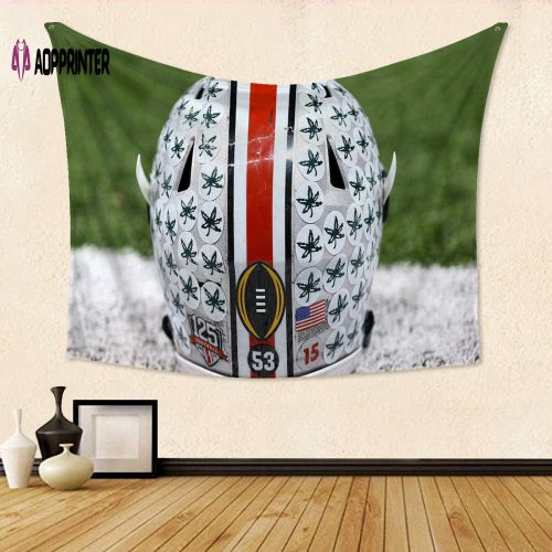 3D Ohio State Buckeyes Helmet TA3 Tapestry – Perfect Gift for Fans