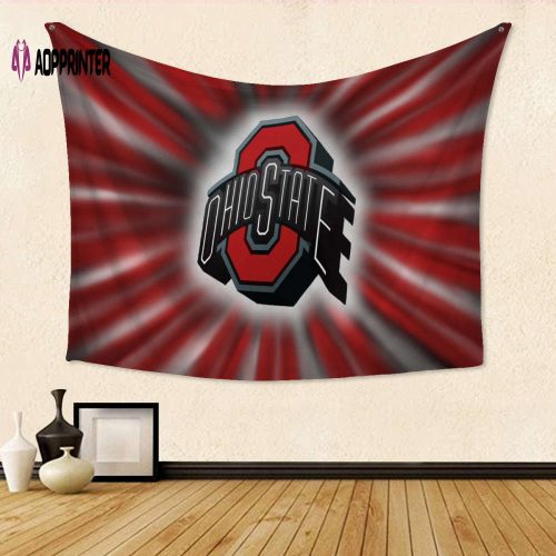 Show Your Buckeyes Pride with Ohio State Red TA17 3D Full Printing Tapestry – Perfect Gift for Fans!