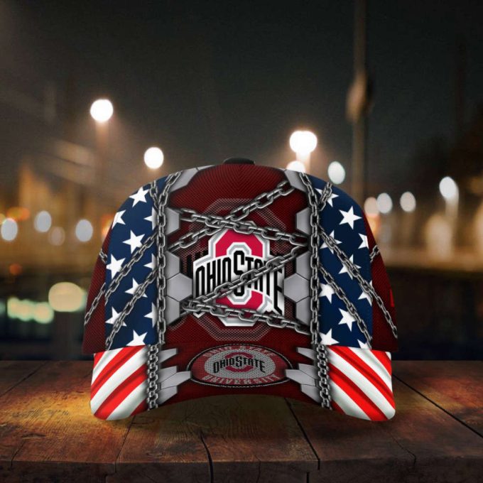 Ohio State Buckeyes Stars & Stripes Chain Printed Baseball Classic Baseball Classic Cap Men Hat Men Hat