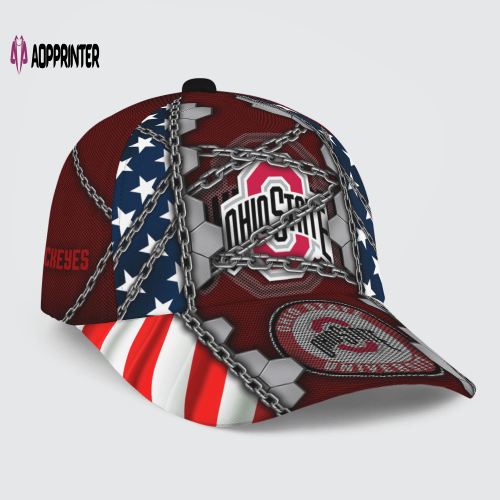 Ohio State Buckeyes Stars & Stripes Chain Printed Baseball Classic Baseball Classic Cap Men Hat Men Hat