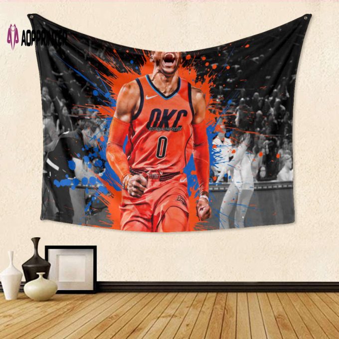 Russell Westbrook No 0 Tapestry: Perfect OKC Thunder Fan Gift – 3D Full Print