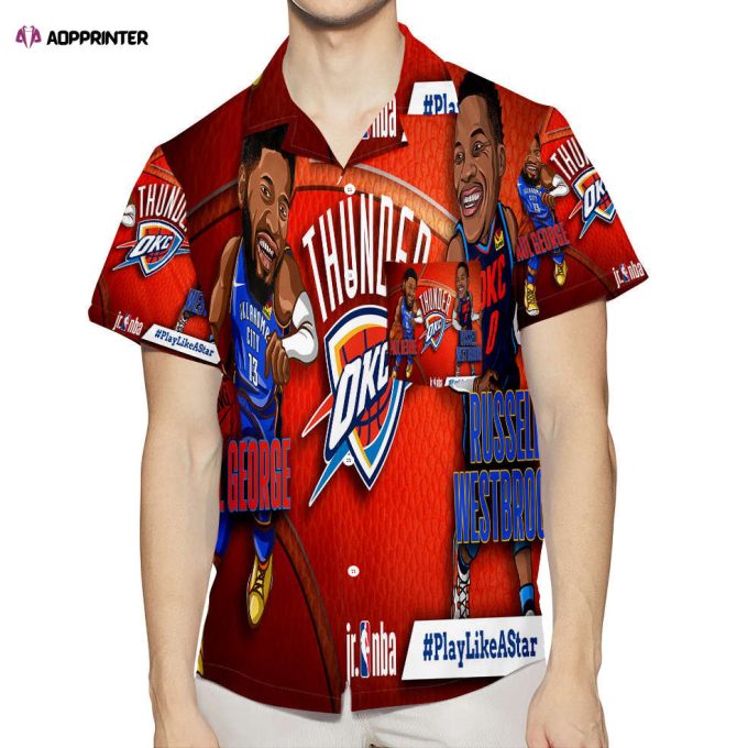 Oklahoma City Thunder Paul George And Russel Westbrook 3D All Over Print Summer Beach Hawaiian Shirt Gift Men Women Gift Men Women With Pocket