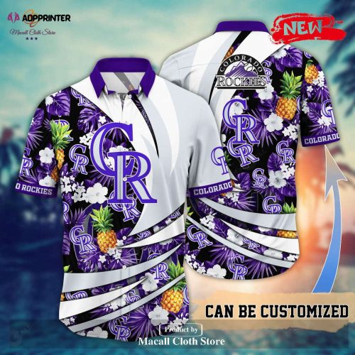 Personalized Name Colorado Rockies MLB Flower Pineapple Summer Baseball For Sports Fans Hawaiian Shirt Gift Men Women Gift Men Women