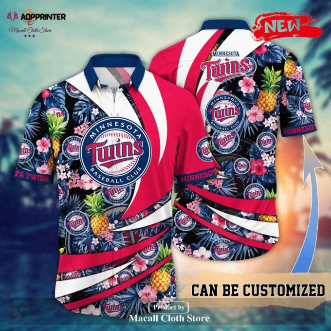 Personalized Name Minnesota Twins MLB Flower Pineapple Summer Baseball For Sports Fans Hawaiian Shirt Gift Men Women Gift Men Women