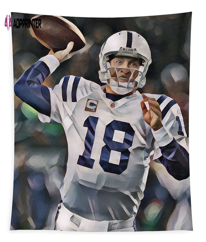 Peyton Manning Indianapolis Colts Abstract Art 5 Tapestry Gifts For Fans