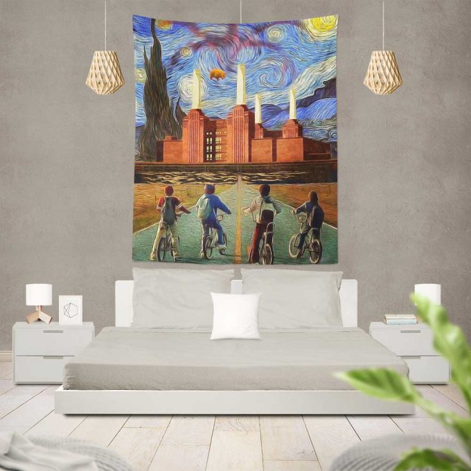 Pigs Can Fly Stranger Things x Animals Pink Floyd Tapestry