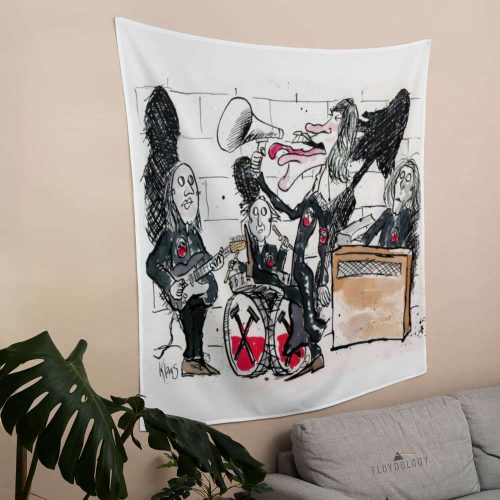 Pink Floyd 1980 Cartoon Art Tapestry