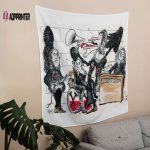 Pink Floyd 1980 Cartoon Art Tapestry