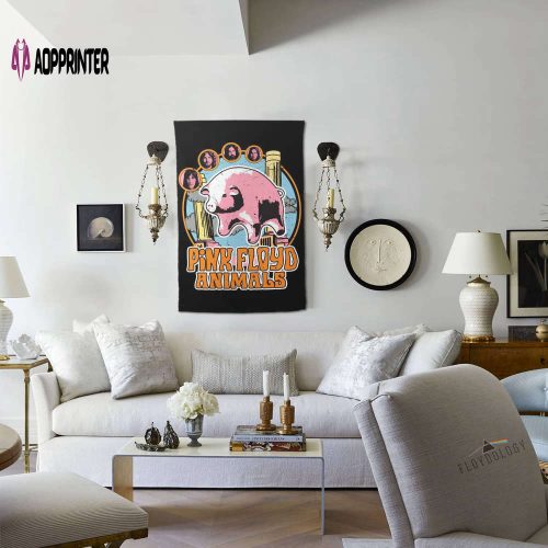 Pink Floyd Animals Pig Can Fly Album Cover Drawing Art Tapestry