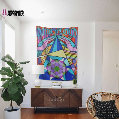 Pink Floyd Band Stained Glass Colorful Tapestry