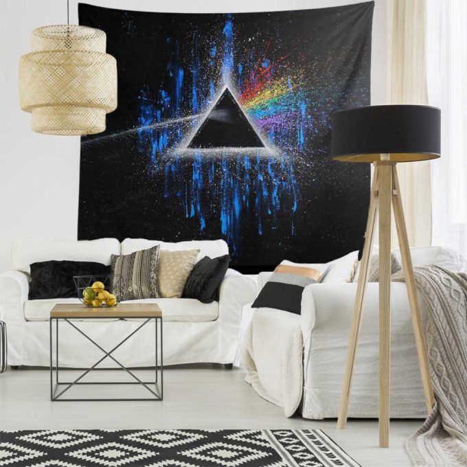 Pink Floyd Dark Side Of Moon Art Blue Full Print Tapestry