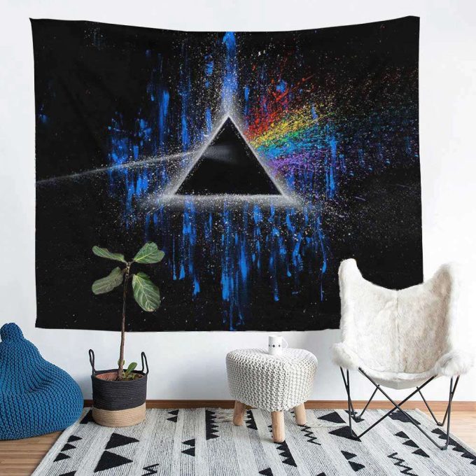 Pink Floyd Dark Side Of Moon Art Blue Full Print Tapestry