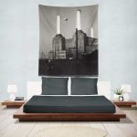 Pink Pig Over Battersea Black & White Pink Floyd Tapestry