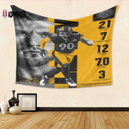 Pittsburgh Steelers T J Watt no90 m7 Gift For Fan 3D Full Printing Tapestry