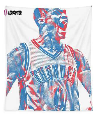 Russell Westbrook OKC Thunder Pixel Art Tapestry – Vibrant 3Joe Hamilton Design