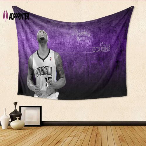 Authentic Sacramento Kings DeMarcus Cousins 15 Fan Tapestry – 3D Full Print