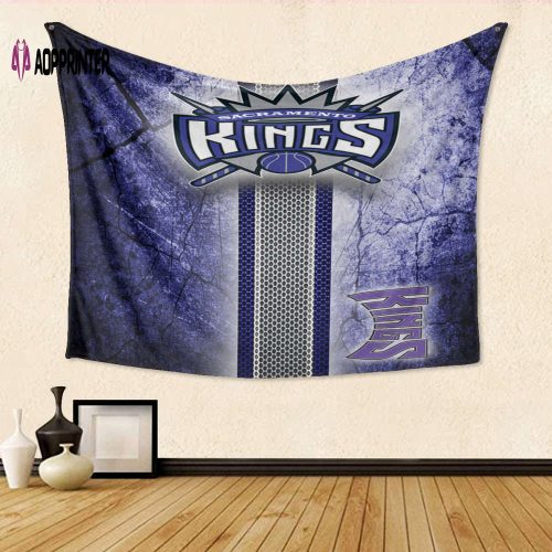 Sacramento Kings 3D Full Printing Tapestry: Perfect Fan Gift with Emblem Texture Wall Design