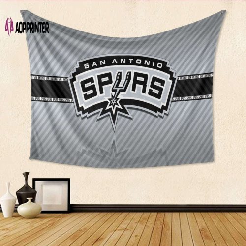 San Antonio Spurs Fan Gift: 3D Full Printing Tapestry – Black Line Design