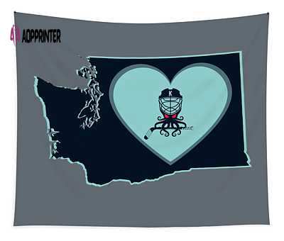 Seattle Kraken Washington State Love Design Tapestry – Transparent & Vibrant by Joshua Gilbert