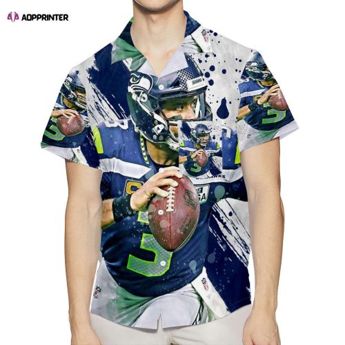 Seattle Seahawks Russell Wilson13 3D All Over Print Summer Beach Hawaiian Shirt Gift Men Women Gift Men Women With Pocket