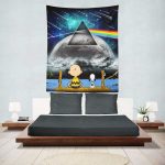 Snoopy And Charlie Brown Looking Dark Side Of The Moon Pink Floyd Tapestry