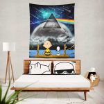 Snoopy And Charlie Brown Looking Dark Side Of The Moon Pink Floyd Tapestry