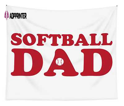 Softball Dad Red College Mascot Designs Transparent Tapestry