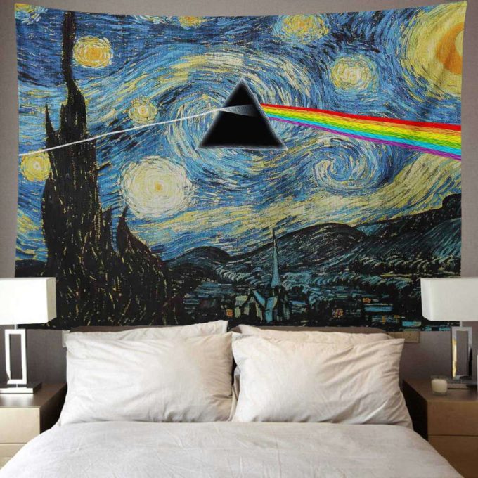 Starry Night Dark Side Of The Moon Van Gogh Pink Floyd Tapestry