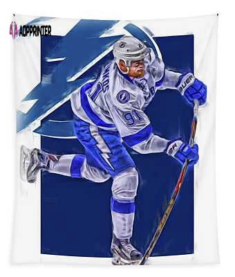 Steven Stamkos Tampa Bay Lightning Oil Art Series 3 Joe Hamilton Tapestry