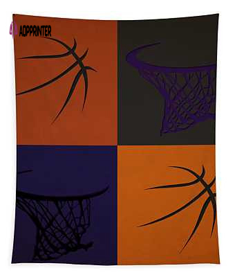 Suns Ball and Hoop Joe Hamilton Tapestry: Vibrant Sports Decor for Basketball Fans