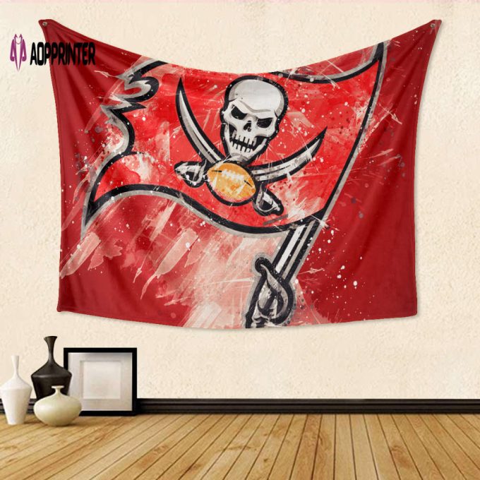 3D Full Printing Tampa Bay Buccaneers Emblem Tapestry – Perfect Gift for Fans