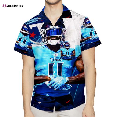 Stylish Tennessee Titans A J Brown 3D All Over Print Beach Hawaiian Shirt with Pocket – Perfect Gift for Men and Women