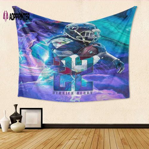 Official Tennessee Titans Derrick Henry 8 Tapestry – Perfect Gift for Fans!